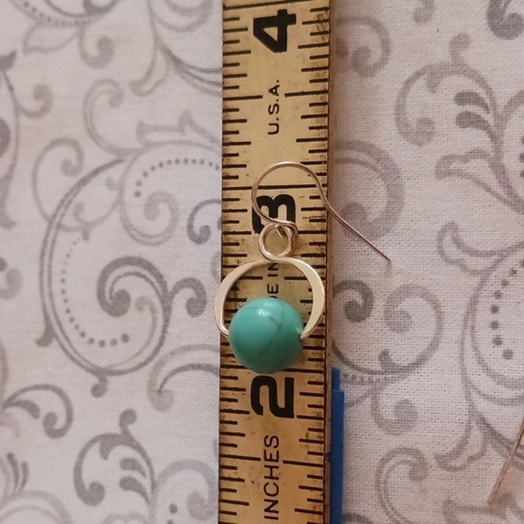 Silver and Gold Tone and Turquoise Earrings - Picture 7 of 8